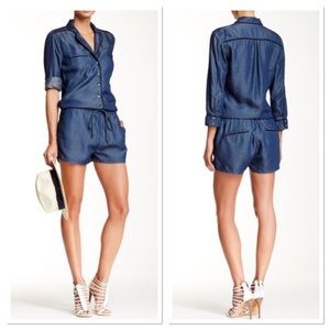 BLANK NYC Shortall Bangover Romper S Chambray